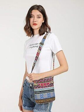 New Women's Canvas Shoulder Bag Hippie Boho Crossbody Handbag Trendy Multi Color